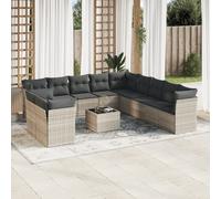 Vidaxl Salon De Jardin Avec Coussins 12 Pcs Gris Clair Résine Tressée