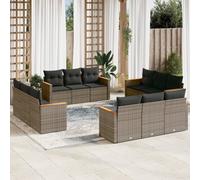 Vidaxl Salon De Jardin Avec Coussins 12 Pcs Gris Résine Tressée