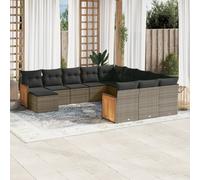 Salon de Jardin avec Coussins Canapés Patio 13 pcs Beige Résine Tressée vidaXL