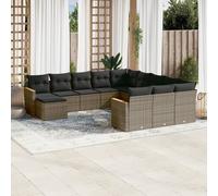 Salon de Jardin avec Coussins 12 pcs, Canapés de Terrasse, Ensemble de Meubles de Patio, Mobilier d'Extérieur, Gris 3226585