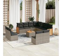 Vidaxl Salon De Jardin Avec Coussins 12 Pcs Gris Résine Tressée