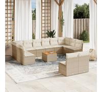 Vidaxl Salon De Jardin Avec Coussins 13 Pcs Beige Résine Tressée
