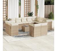 Vidaxl Salon De Jardin Avec Coussins 13 Pcs Beige Résine Tressée