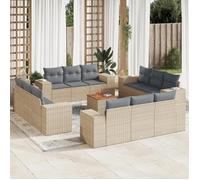 vidaXL Salon de jardin avec coussins 13 pcs beige résine tressée 3225380
