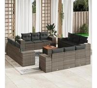 13-delige Loungeset met kussens poly rattan grijs3257712