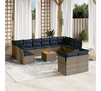 Gris resine tressee 12 personnes 13 pieces 62.0 x 62 x 69 salon de jardin modulable