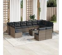 Vidaxl Salon De Jardin Avec Coussins 13 Pcs Gris Résine Tressée