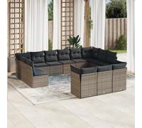 Vidaxl Salon De Jardin Avec Coussins 13 Pcs Gris Résine Tressée