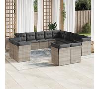 Vidaxl Salon De Jardin Avec Coussins 13 Pcs Gris Résine Tressée