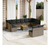 Vidaxl Salon De Jardin Avec Coussins 13 Pcs Gris Résine Tressée