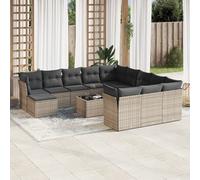 Vidaxl Salon De Jardin Avec Coussins 13 Pcs Gris Résine Tressée