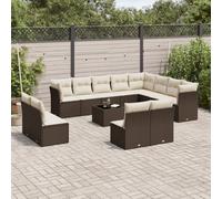 Vidaxl Salon De Jardin Avec Coussins 13 Pcs Marron Résine Tressée