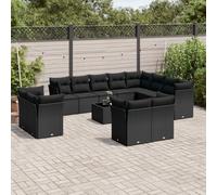 Salon de Jardin avec Coussins Meubles Terrasse 12 pcs Gris Résine Tressée vidaXL