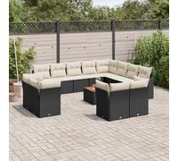 Vidaxl Salon De Jardin Avec Coussins 13 Pcs Noir Résine Tressée