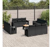 Salon de Jardin avec Coussins Canapés Patio 13 pcs Noir Résine Tressée vidaXL