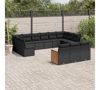 Vidaxl Salon De Jardin Avec Coussins 13 Pcs Noir Résine Tressée
