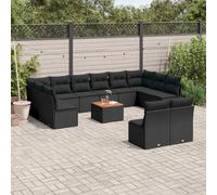 Vidaxl Salon De Jardin Avec Coussins 13 Pcs Noir Résine Tressée