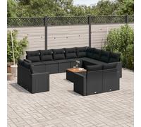 Vidaxl Salon De Jardin Avec Coussins 13 Pcs Noir Résine Tressée