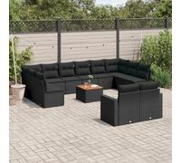 Vidaxl Salon De Jardin Avec Coussins 13 Pcs Noir Résine Tressée
