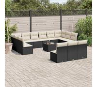 Vidaxl Salon De Jardin Avec Coussins 14 Pcs Noir Résine Tressée