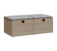vidaXL Salon de jardin 2 pcs en résine tressée Acacia Beige avec coussins