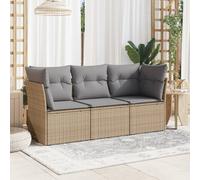Vidaxl Salon De Jardin Avec Coussins 3 Pcs Beige Résine Tressée