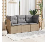 Vidaxl Salon De Jardin Avec Coussins 3 Pcs Beige Résine Tressée