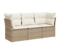 vidaXL Salon de jardin 3 pièces avec coussins, résine tressée beige, pieds réglables
