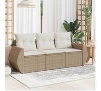 vidaXL Salon de jardin avec coussins 3 pcs beige résine tressée 3221057