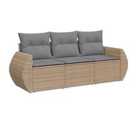 vidaXL Salon de jardin avec coussins 3 pcs beige résine tressée 3253396