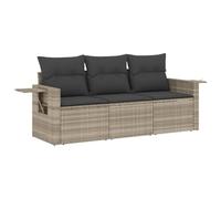 vidaXL Salon de Jardin avec Coussins 3 pcs, Canapés de Patio, Ensemble de Meubles, Mobilier de Terrasse Extérieur, Gris Clair Résine Tressée