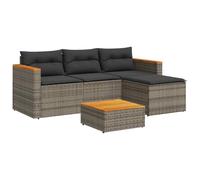 vidaXL Salon de Jardin avec Coussins 3 pcs, Canapés de Patio, Ensemble de Meubles, Mobilier de Terrasse Extérieur, Gris Résine Tressée