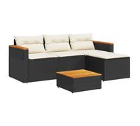 vidaXL Salon de Jardin avec Coussins 3 pcs, Canapés de Patio, Ensemble de Meubles, Mobilier de Terrasse Extérieur, Noir Résine Tressée
