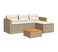 vidaXL Salon de Jardin avec Coussins 3 pcs, Canapés de Patio, Ensemble de Meubles, Mobilier de Terrasse Extérieur, Beige Résine Tressée