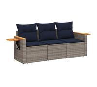 vidaXL Ensemble de salon de jardin 3 pièces avec coussins Gris Poly rotin