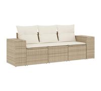 vidaXL Salon de jardin modulable Résine tressée beige 3 pièces avec coussins 3 personnes