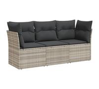 vidaXL Ensemble salon de jardin 3 pièces Poly rotin résine tressée avec coussins Gris clair