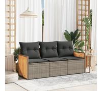 vidaXL Salon de Jardin avec Coussins 3 pcs, Canapés de Terrasse, Ensemble de Meubles de Patio, Mobilier d'Extérieur, Gris Résine Tressée