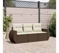 Vidaxl Salon De Jardin Avec Coussins 3 Pcs Marron Résine Tressée
