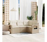 Vidaxl Salon De Jardin Avec Coussins 4 Pcs Beige Résine Tressée