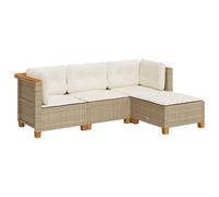 vidaXL Salon de Jardin avec Coussins 4 pcs Beige résine tressée