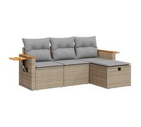 vidaXL Salon de Jardin avec Coussins 4 pcs Beige résine tressée