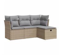 vidaXL Salon de Jardin avec Coussins 4 pcs Beige résine tressée, Ensemble de canapés d'extérieur, Ensemble de canapé d'angle de Jardin, Meuble d'angle de Jardin
