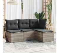vidaXL Salon de Jardin avec Coussins 4 pcs, Canapés avec Pieds Réglables, Ensemble de Meubles d'Extérieur Patio Terrasse, 3249341