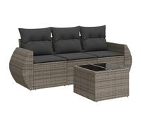 vidaXL Salon de Jardin avec Coussins 4 pcs, Canapés de Patio, Ensemble de Meubles, Mobilier de Terrasse Extérieur, Gris Résine Tressée