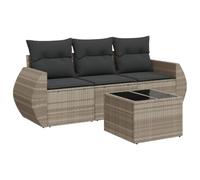 vidaXL Salon de jardin modulable 4 pcs en résine tressée gris clair avec coussins