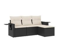 vidaXL Salon de Jardin avec Coussins 4 pcs, Canapés de Terrasse, Ensemble de Meubles de Patio, Mobilier d'Extérieur, Noir Résine Tressée