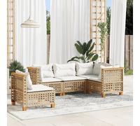 Vidaxl Salon De Jardin Avec Coussins 5 Pcs Beige Résine Tressée