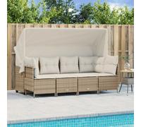 Vidaxl Salon De Jardin Avec Coussins 5 Pcs Beige Résine Tressée