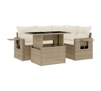 vidaXL Salon de Jardin avec Coussins 5 pcs Beige résine tressée